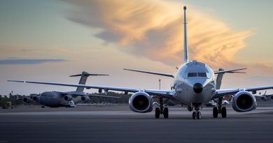 A Royal Australian Air Force P-8A Poseidon aircraft taxis in to Joint Base Pearl Harbor–Hickam for Exercise RIMPAC. Photo by Corporal Nicci Freeman.