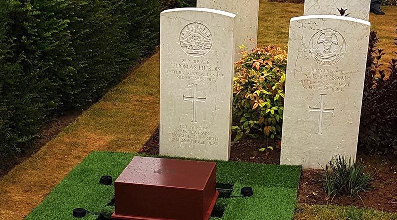 Final resting place of Private Thomas Hurdis, Mont Huon Military Cemetery, France. Photo courtesy Commonwealth War Graves Commission.