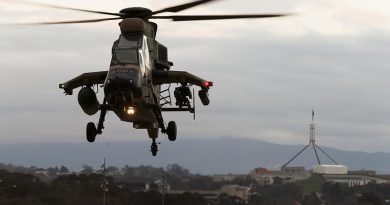 An Australian Army Tiger armed reconnaissance helicopter lands at Russell Offices during Army Demonstration Day 2018 in Canberra. Phot by Sergeant Ray Vance.