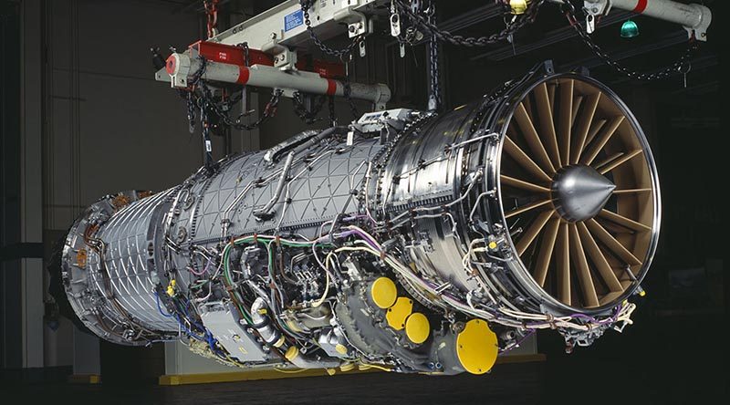 An F-135 engine from a F-35 Lightning Joint Strike Fighter. Supplied by TAE Aerospace.