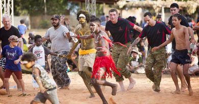 ADF members take part in a dance ceremony during this year's Garma Festival in Arnhem Land. Photo by Petty Officer James Whittle.