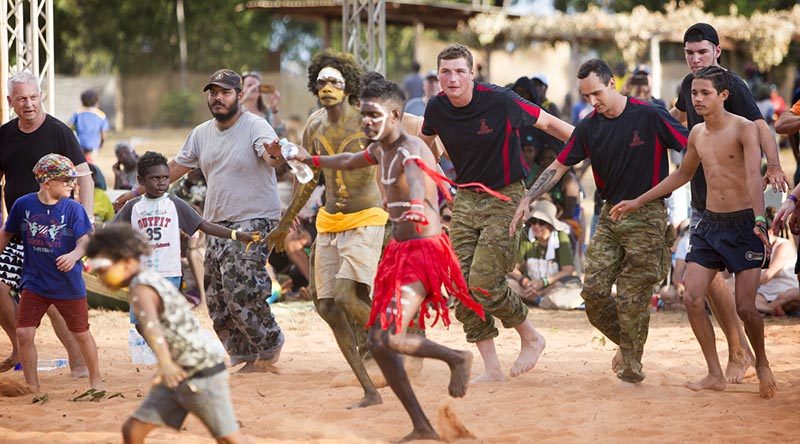 ADF members take part in a dance ceremony during this year's Garma Festival in Arnhem Land. Photo by Petty Officer James Whittle.