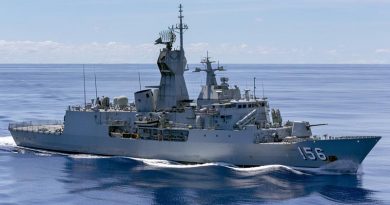 HMAS Toowoomba transits calm seas during Indo-Pacific Endeavour 2018. Photo by Able Seaman Ronnie Baltoft.