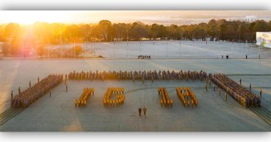 Nearly 1000 officer cadets and midshipmen from the Australian Defence Force Academy show their support to Invictus Games 2018 at University of New South Wales, Canberra. Photo by John Carroll.