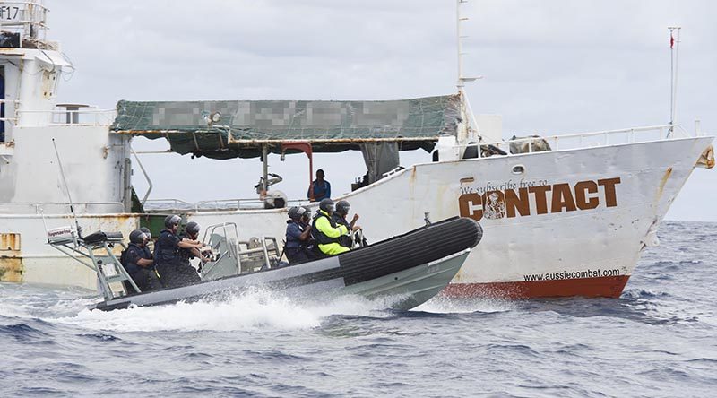 Royal New Zealand Navy fisheries patrol off Fiji. NZDF file photo, digitally altered by CONTACT.