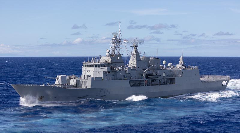 HMNZS Te Mana steams across the Pacific during her transit to Exercise RIMPAC 2018. Photo by Able Seaman Christopher Szumlanski.