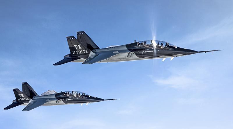 Boeing T-X T-1 and T-2 prototypes designed, developed and flight-tested by a joint team from Boeing and Saab. Boeing photo by John Parker.