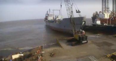 Former HMNZS Endeavour in India about to be broken up for scrap. NZDF video screenshot.