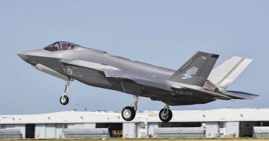 Royal Australian Air Force F-35A Joint Strike Fighter, A35-009, taking off from Luke Air Force Base, Arizona. USAF photo.