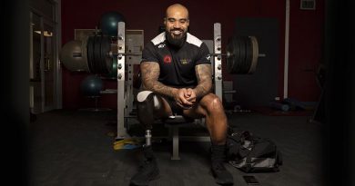 Kiwi Samoan Nu Filo prepares for Invictus Games during a NZ team training camp at Burnham Military Camp. NZDF photo.