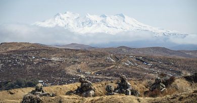 Royal New Zealand Infantty Regiment 2/1st Battalion soldiers engage 'enemy' in a platoon quick attack at Waiouru Military Training Area. NZDF photo.