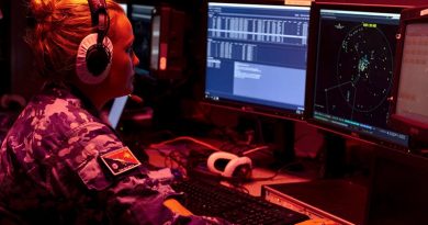 Leading Aircraftwoman Alex McClenaghan, a RAAF air surveillance operations operator, monitors the airspace over Port Moresby in support of APEC 2018. Photo by Able Seaman Kieren Whiteley.