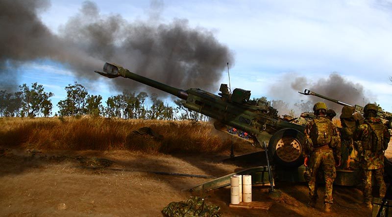 M777 artillery fire at High Range Training Area. Photo by Brian Hartigan.