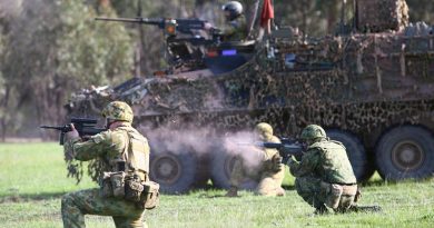 Australian, Japanese and American soldiers conduct a live-fire platoon attack with armoured fighting vehicles at Puckapunyal during Exercise Southern Jackaroo 2014. Photo by Sergeant Brian Hartigan.