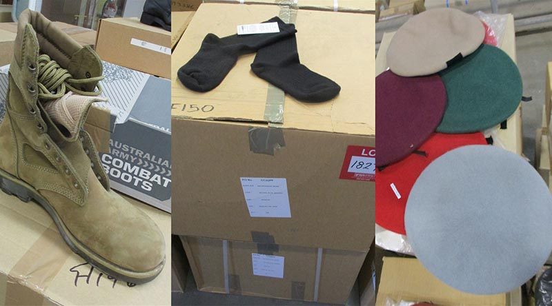 Footwear, headdress and clothing items at auction with 49 reserve. Some say they should have been given to ADF Cadet units.