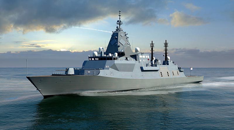 An artist's impression of the BAE Systems SEA 5000 Future Frigate, Global Combal Ship - Australia.
