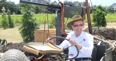 Former WWII PoW Gordon Jamieson in a WWII jeep at Carinity Cedarbrook nursing home. Photos supplied by Carinity Cedarbrook.