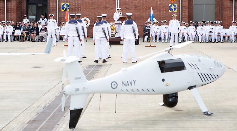 Royal Australian Navy officers and sailors of 822X Squadron on parade during the commissioning ceremony at HMAS Albatross, Nowra, NSW. Photo by Petty Officer Justin Brown.