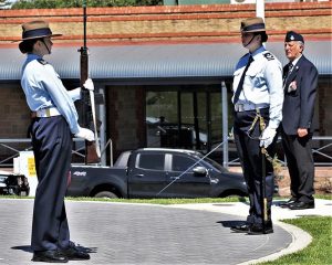 CFSGT Casey Dibben (right), 608 Squadron Catafalque Party Commander for the Gawler 2018 Remembrance Day memorial service. Photo by Flying Officer (AAFC) Paul Rosenzweig.