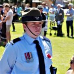 Cadet Madison Grungo, wearing the medals of her great-grandfather, Sapper George Raymond Dunstall. Photo by Flying Officer (AAFC) Paul Rosenzweig.