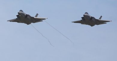 Australia's first two F-35As to be based on home soil – A35-009 and A35-010 – arrive at RAAF Base Williamtown. Photo by Brian Hartigan.