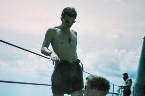 Ian Cavanough on the flight deck of HMAS Sydney, a couple of days into his voyage home from Vietnam.