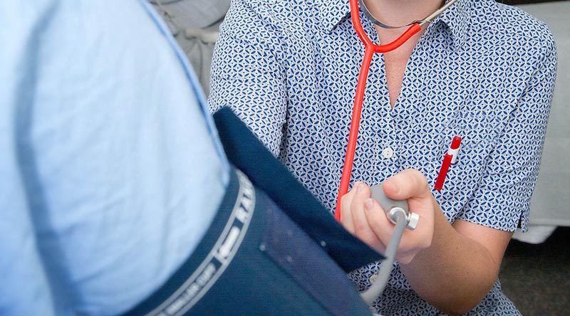 Blood-pressure check on an ADF member.