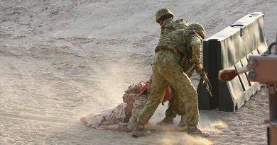 Australian soldiers undergoing casualty evacuation training in the Middle East. Photo by Brian Hartigan.