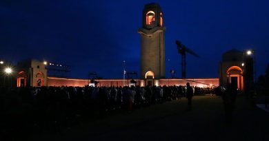 The Anzac Day Dawn Service at the Australian National Memorial outside Villers-Bretonneux in France, 25 April 2017. Photo by Corporal Max Bree.