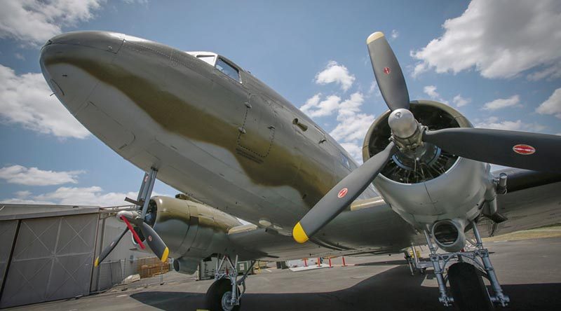 The newly restored A65-86 C-47B Dakota at Amberley Aviation Heritage Centre. Photo by Corporal Jesse Kane.