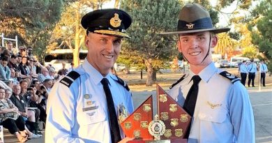 Dux of the Cadet Under Officer Course: CFSGT Benjamin Dunk from 613 Squadron (RAAF Edinburgh). Photo by Aircraftman (AAFC) Josh Watson, Assistant Public Affairs Officer No 6 Wing AAFC.