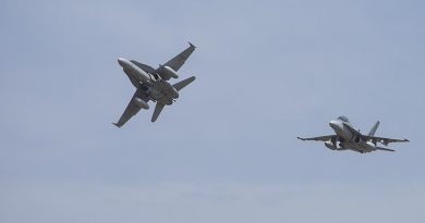 2 F/A-18s out of RAAF Base Williamtown. Photo by Brian Hartigan.