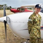 CDT Hudson Elliott (609 Squadron, Warradale Barracks) prepares for his PEX flight in the Cessna 172-M.