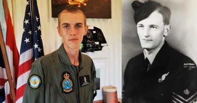 CCPL Sean Fry, 605 Squadron, Seaford, honouring the service of his late grandfather Mark Fry of Bomber Command, pictured here as a Flight-Sergeant Air Gunner.