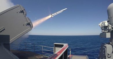 Nimitz-class aircraft carrier USS Abraham Lincoln fires a RIM-162D Sea Sparrow missile from a NATO Sea Sparrow Surface Missile System during combat systems ship qualification trials. US Navy photo by Mass Communication Specialist 2nd Class Jacques-Laurent Jean-Gilles.