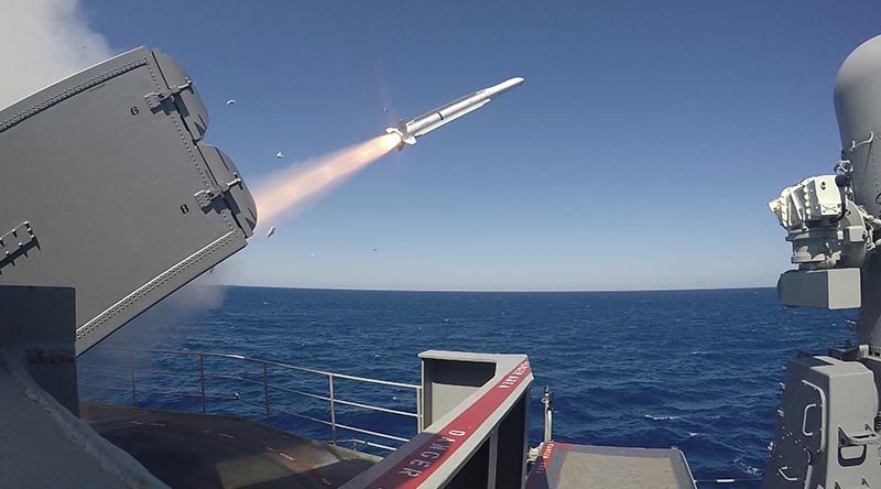 Nimitz-class aircraft carrier USS Abraham Lincoln fires a RIM-162D Sea Sparrow missile from a NATO Sea Sparrow Surface Missile System during combat systems ship qualification trials. US Navy photo by Mass Communication Specialist 2nd Class Jacques-Laurent Jean-Gilles.