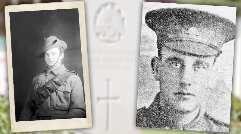 Lance Corporal Ralph Johnson, 32nd Bn, AIF, age 19 of Middle Brighton, Victoria, left, and Lance Corporal John Alexander Crawford, 32nd Bn, AIF, age 30 of Hindmarsh, South Australia.