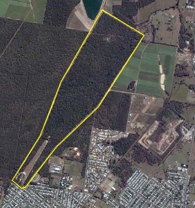 Satellite image of the rifle range property, Walker St, Maryborough, Queensland.