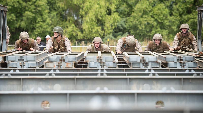 New Zealand Army engineers build a Bailey bridge during a bridge-building competition at Linton Military Camp in November 2017. NZDF file photo.