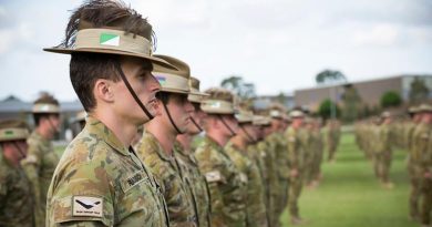 Australian Army soldiers from Task Group Taji IX on their formal farewell parade at Gallipoli Barracks, Brisbane. Photo by Corporal Nunu Campos.