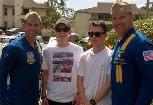 During a school trip, Mark Hargreaves met with members of the Blue Angels, the United States Navy’s flight demonstration team. Photo supplied by CSGT Hargreaves.