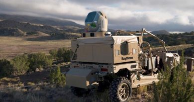 Raytheon-built, ATV-mounted, high-energy laser system. Raytheon photo.