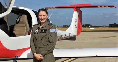 CCPL Kiera Galan, 429 Squadron AAFC, after completing her first solo flight in a DA40 NG on 18 April 2019. Photo by SQNLDR (AAFC) Scott Wiggins.