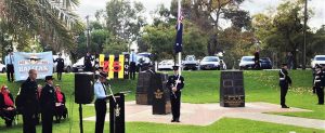 CCPL Chevvy Dolan (608 Squadron, AAFC) giving the Reading for the 2019 Bomber Command Memorial Service in Adelaide.