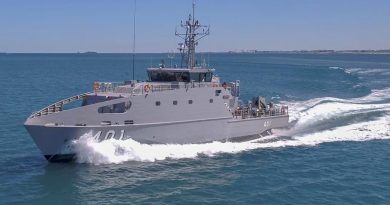 The first Austal-built Guardian-class patrol boat on builder's sea trials. Austal photo.