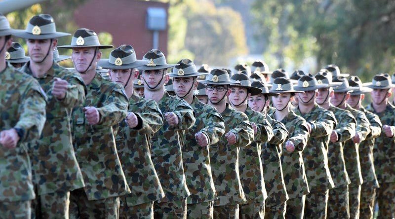 Australian Army recruits in training at 1st Training Battalion, Kapooka, NSW. 1RTB photo.