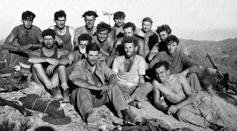 Survivors from 5 Platoon, B Company, 3RAR, after the Battle of Maryang San, October 1951. AWM P04953.002