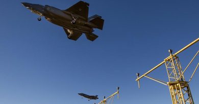 F-35A Joint Strike Fighters from No.3 Squadron conduct instrument-landing-approach training at RAAF Base Richmond. Photo by Sergeant Christopher Dickson.