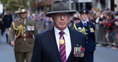 Then Governor of NSW General David Hurley leads the ANZAC Day parade through Sydney. Photo by Chief Petty Officer Cameron Martin.
