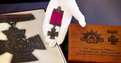 Sergeant Martin O’Meara's Victoria Cross medal at the Australian Army Museum of Western Australia in Fremantle. Photo by Chief Petty Officer Damian Pawlenko.